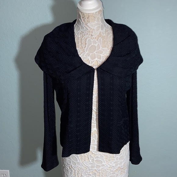 Ming Wang Cape Cropped Jacket Black Size L - Picture 3 of 11